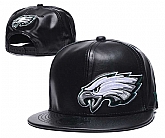 Eagles Team Logo Black Leather Adjustable Hat GS,baseball caps,new era cap wholesale,wholesale hats